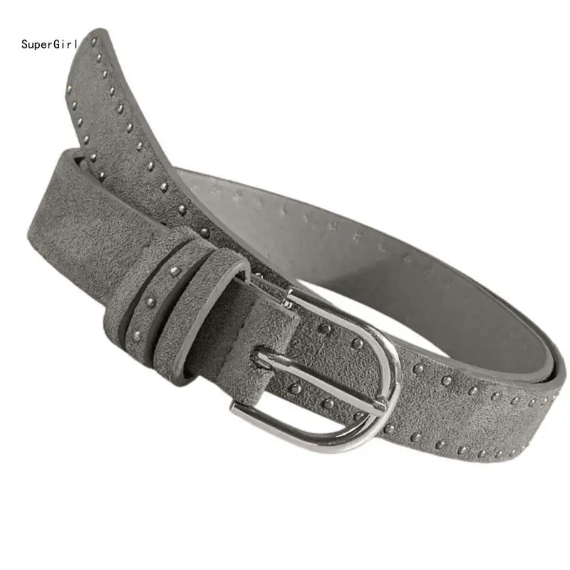 Fashion Belt with Buckles Retros Western Belt PU Leather Exquisites Waistband J78E