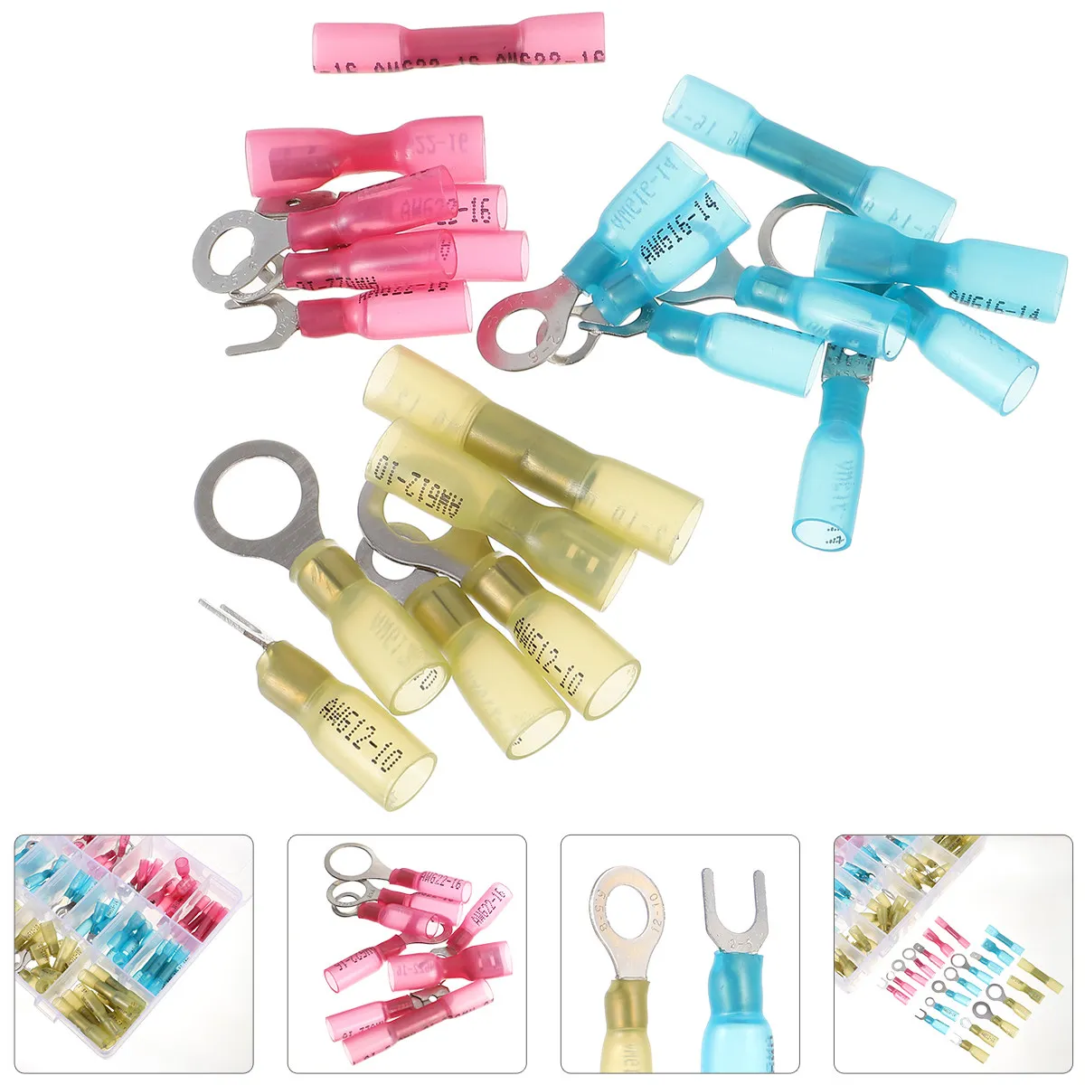 120Pcs Heat Shrink Wire Connectors Insulated Terminal with Dual-Wall Sealing Thick Copper Barrel for Boat Car Home Underground
