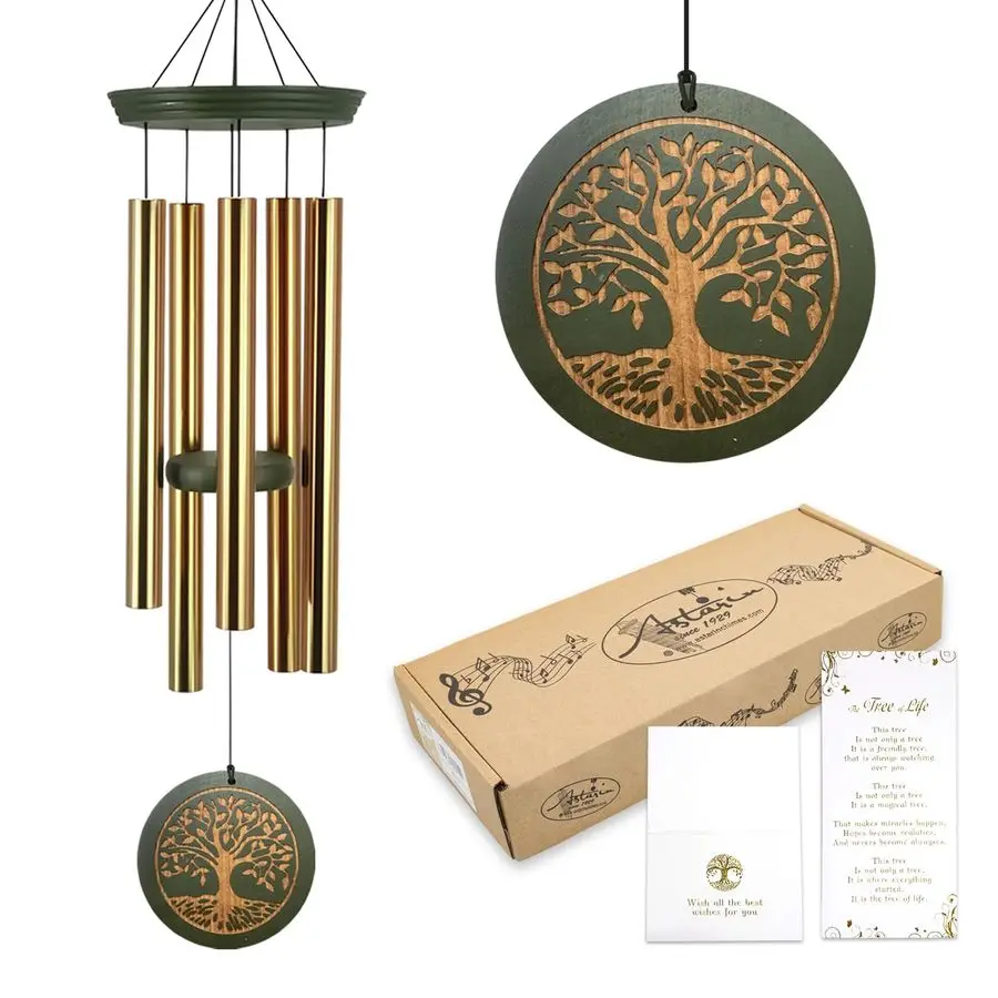 

Ветряные колокольчики для улицы и подарков с гравировкой «Древо жизни», 36 прочных металлических колокольчиков с успокаивающими мелодиями, водонепроницаемые и с возможностью индивидуальной настройки.