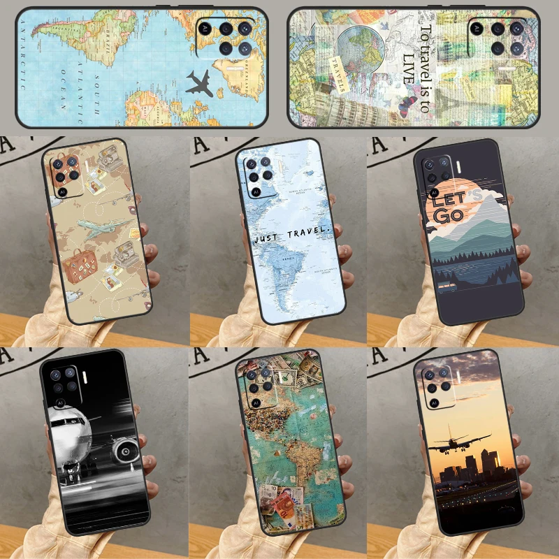 

World Map Travel Phone Case For Oppo A96 A16 A76 A78 A58 A18 A38 A98 A17 A77 A80 A40 A60 A74 A94 A54 A15 A57S
