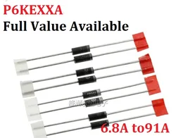 20PCS P6KE6A8/16A/18A/10A/12A/13A/15A/24A/27A/30A/33A/36A/51A/91A TVS Diode PKKE6.8A P6KE16A P6KE18A P6KE15A P6KE36A TVS Diode