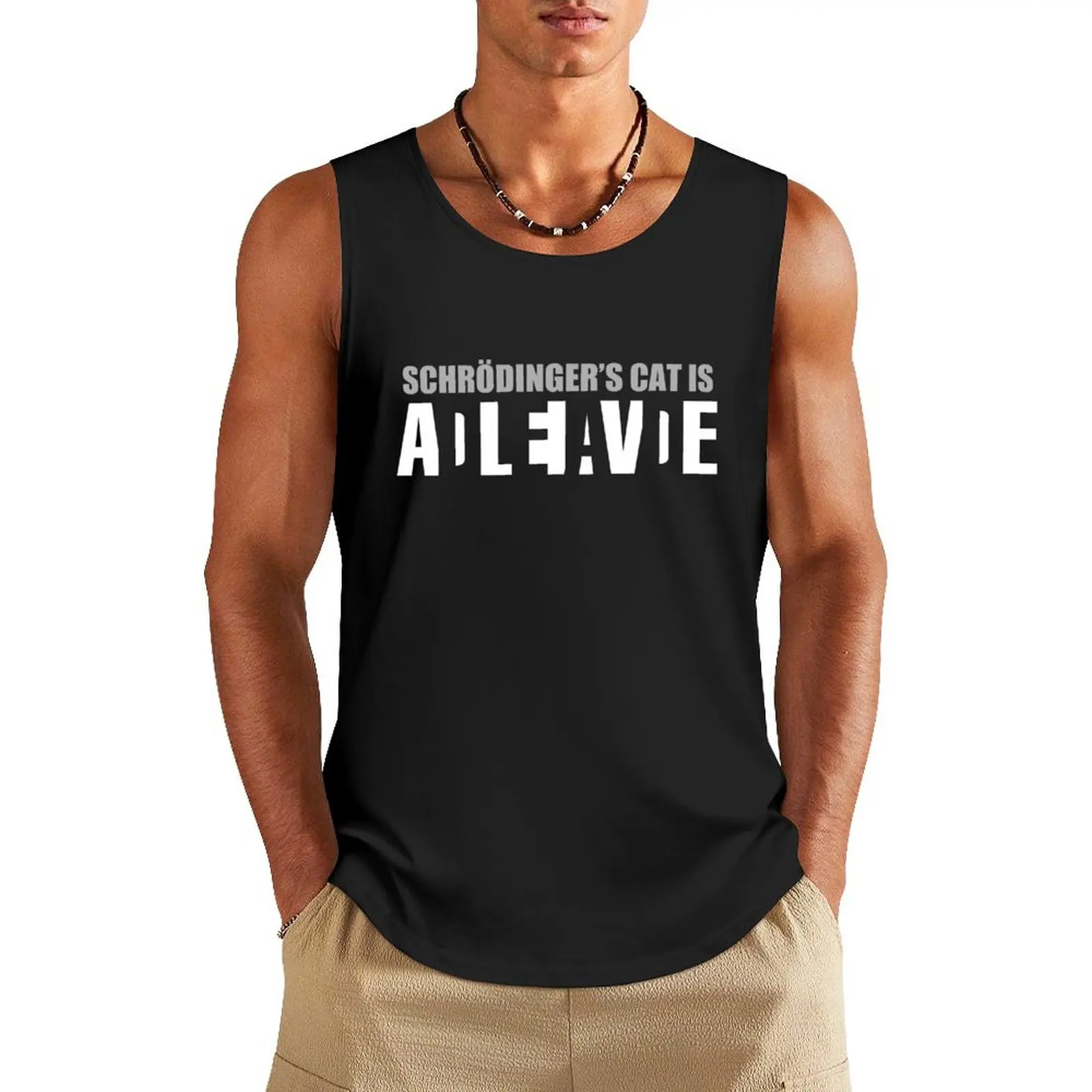 

Schrdinger's cat is ADLEIAVDE Tank Top Men's sports t-shirt cute tops men clothing sleeveless vest men