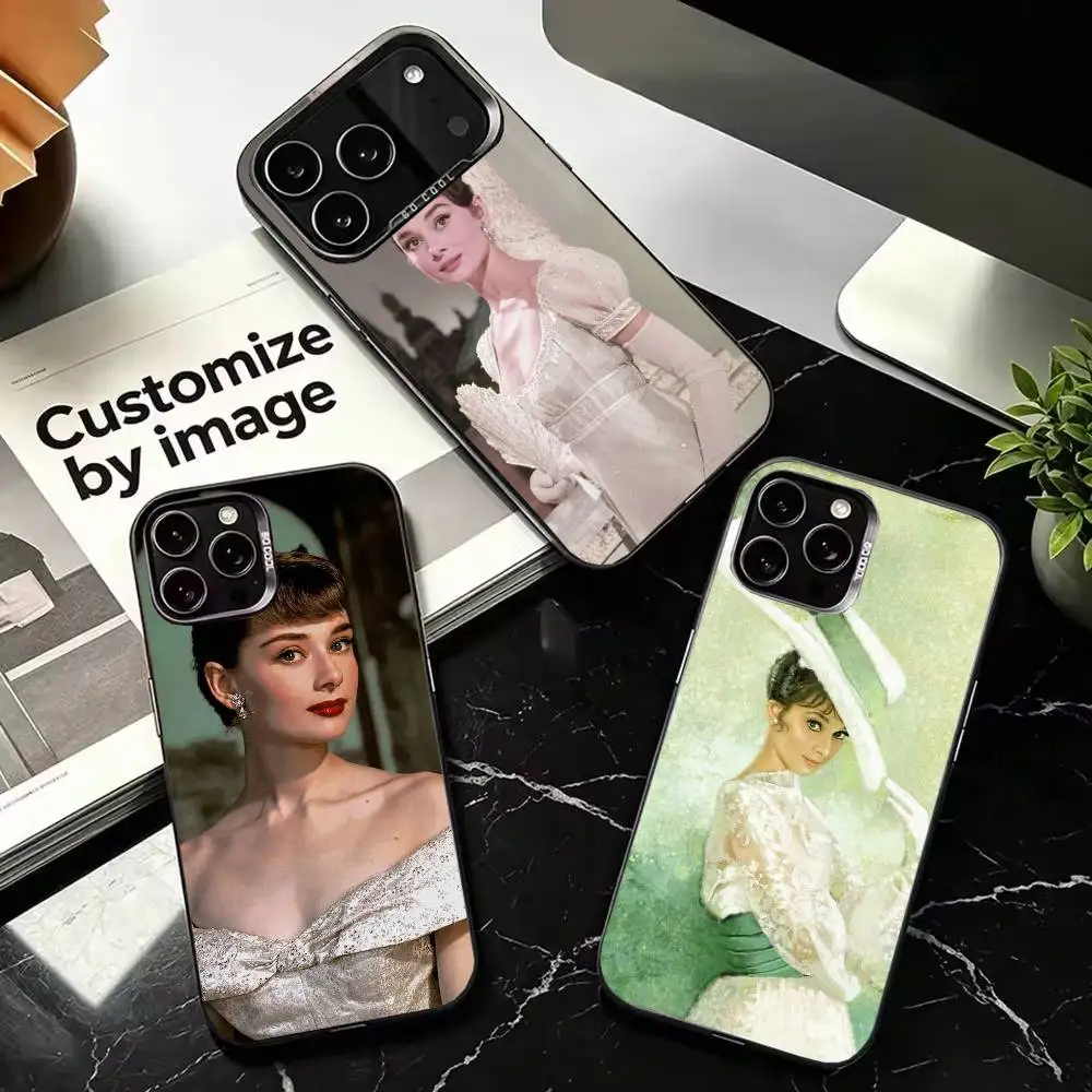 A-Audrey Hepburn Colorful Silver Protective Cell Phone Case, Fit for iPhone 11,12,13,14,15,16,17,Plus,Pro Max,XS,Mini
