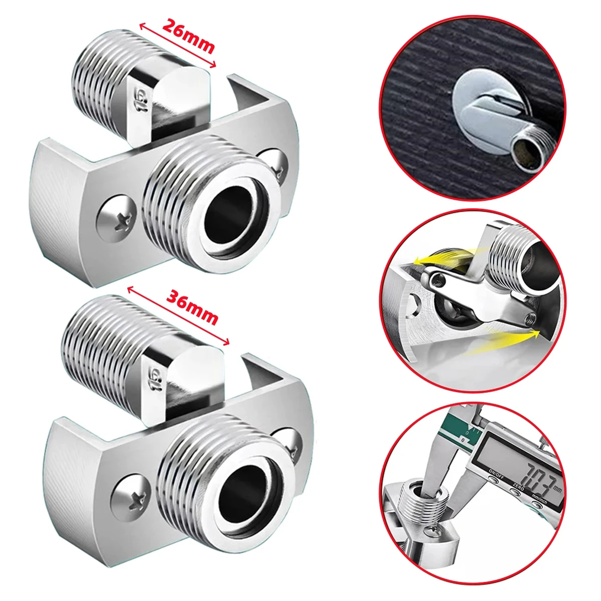 1Pc 40 Degree Adjustable Wall Mounted Faucet Angled Curved Foot Curved Angle Joint Shower Faucet Variable Diameter Curved Foot