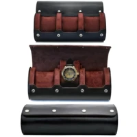 Organizador de estuche enrollable para relojes - Estuche de viaje para relojes de cuero PU para hombres y mujeres - Estuche de transporte y exhibición para 3 relojes, organizador de relojes