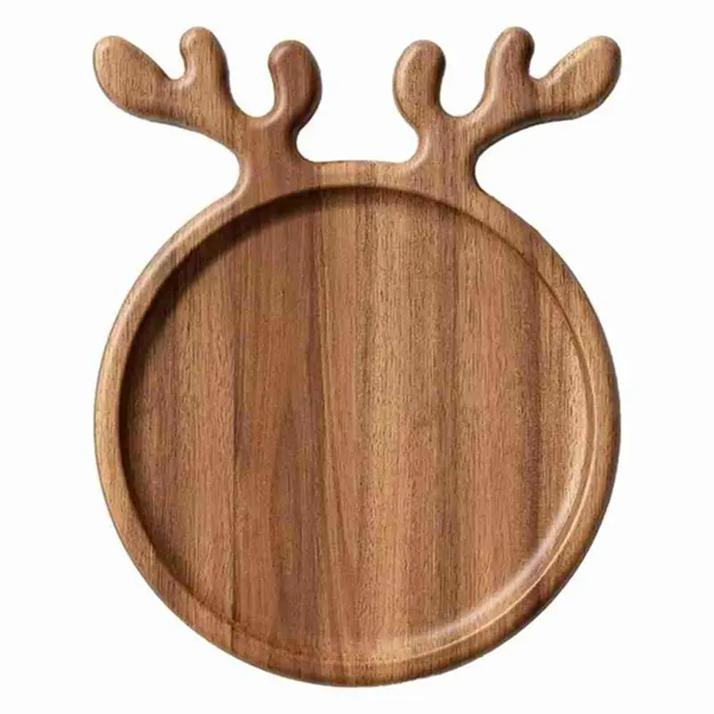 ABUN Wood Christmas Tray Bamboo Fruit Bowl Home Snack Plate Candy Dish for Melon for Seeds Dried Fruit Pizza Plate L