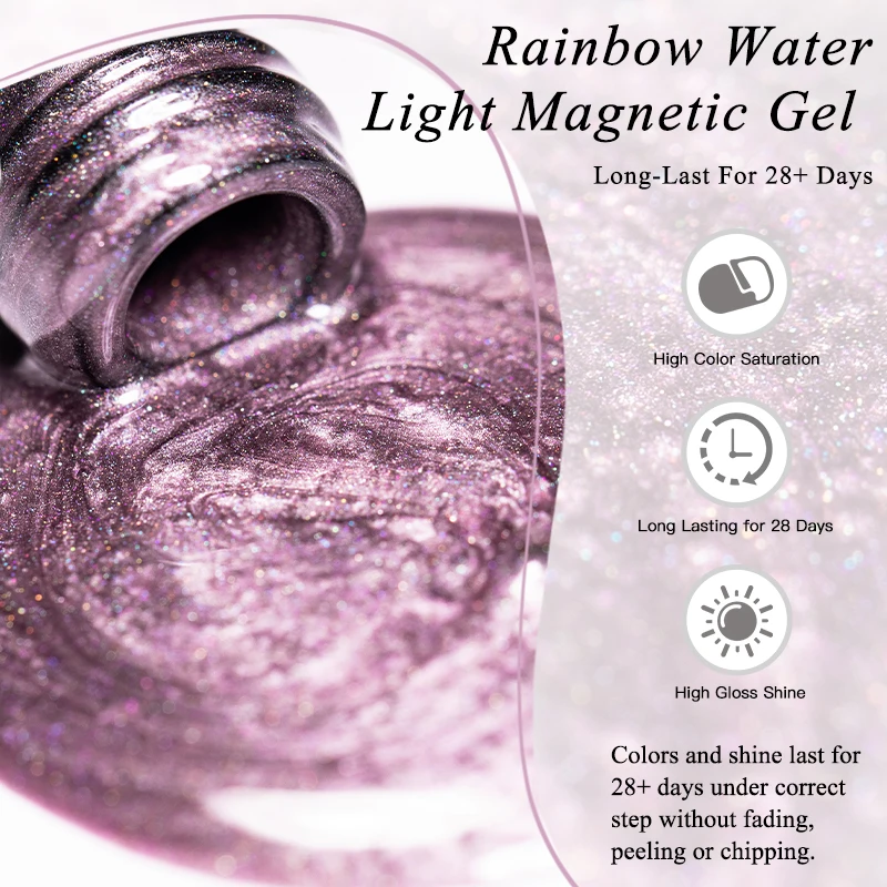 7ml Rainbow Glitter น้ํา Cat Magnetic GEL เล็บ Shining Super Sliver-light Holographics Soak Off UV GEL เล็บ