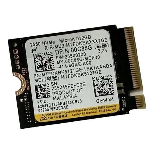 

Dell 0C86G 512 GB Solid State Drive for Inspiron 27 7720 - Gen 4x4 - NNMe - 2230 - Used-Like New