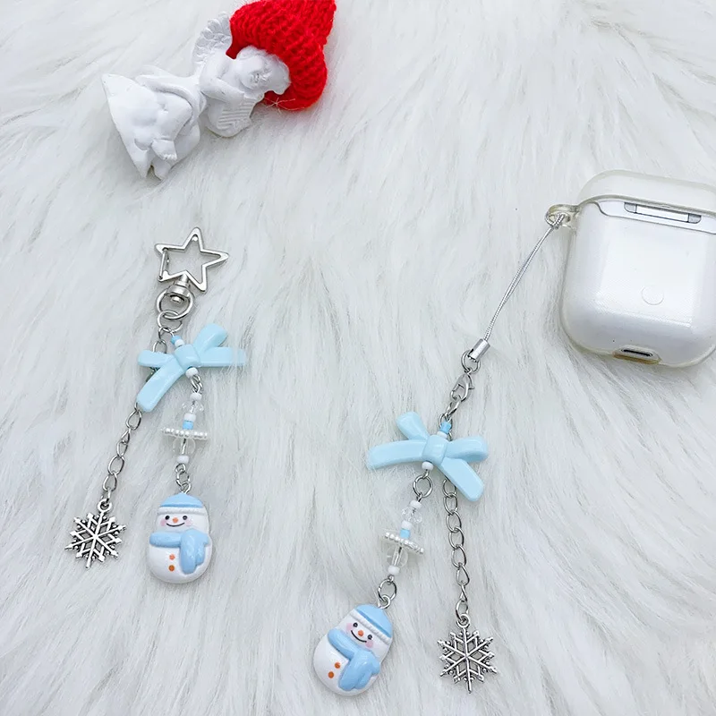 الكرتون ثلج حزام الهاتف لطيف عيد الميلاد الهاتف المحمول الحبل آيفون حالة سيارة المفاتيح أكياس كاميرا الديكور هدية قلادة #4