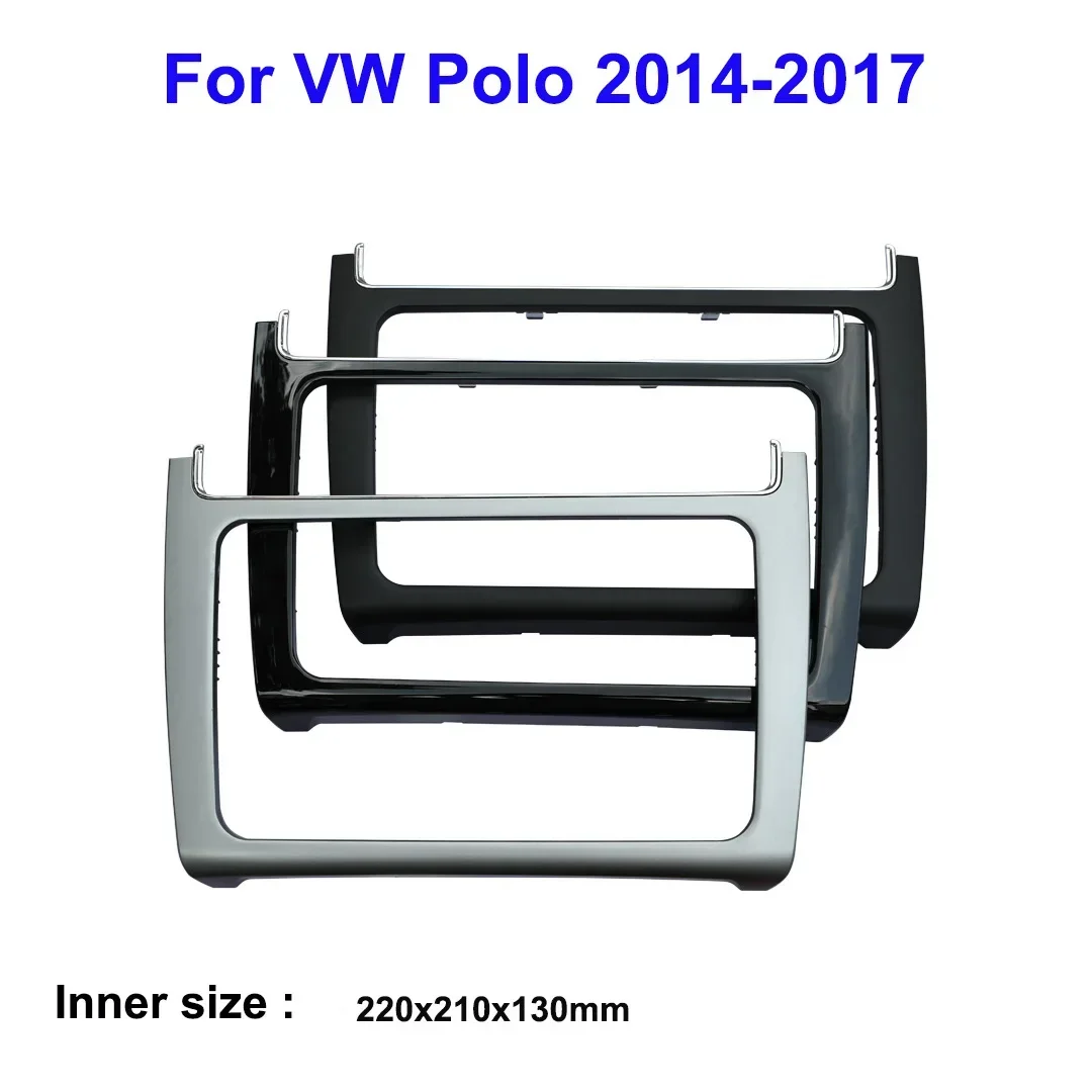 For VW POLO 2014 2015 2016 2017 2 DIN Car Radio Install Dash Panel Refitting Frame Kit Audio Fascia Trim Bezel Faceplate view 2