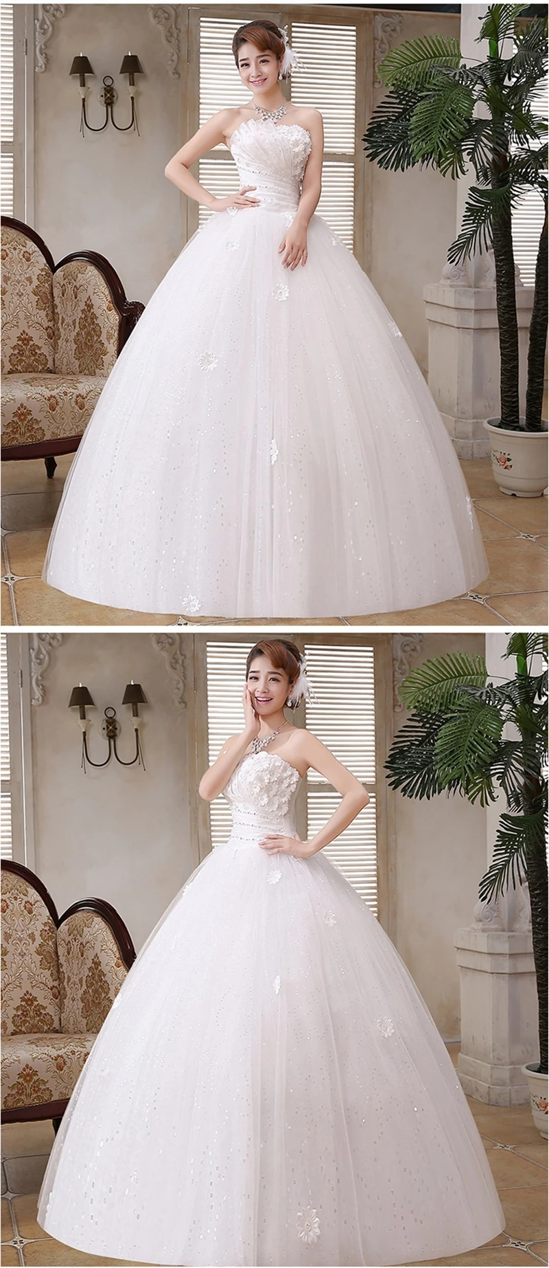 Customized New Luxury Beading Brush Train Lace Up Wedding Dress Sexy Strapless Applique Plus Size Bridal Gown Vestido De Noiva