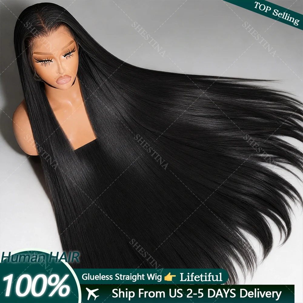 

Melt Skins Straight Real Full Lace Wig Human Hair Natural Black Breathable Full Scalp Wigs 13x5 Lace Glueless Wig With Baby Hair