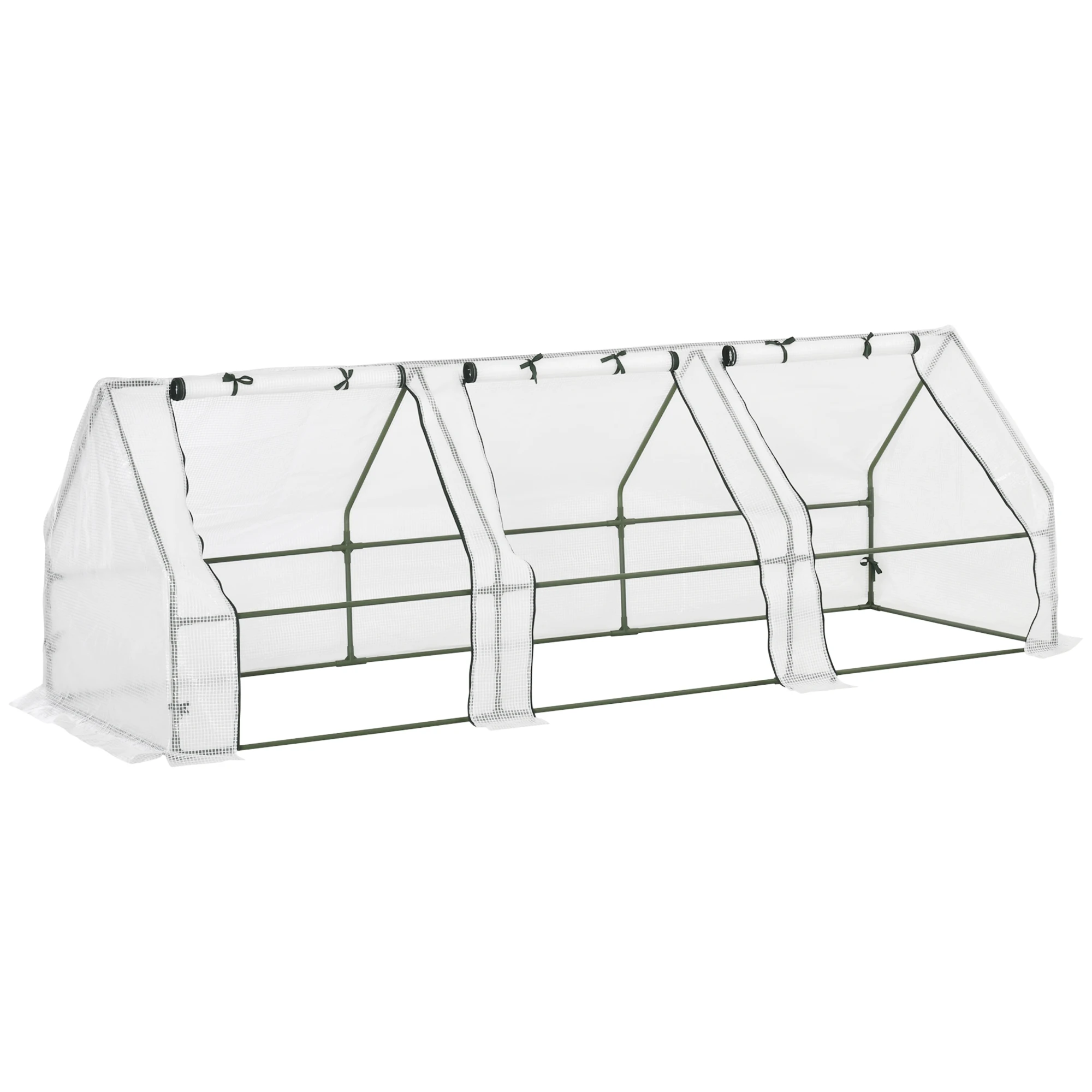 Outsunny greenhouse terrace 270x90x90 cm with Windows grow white plants