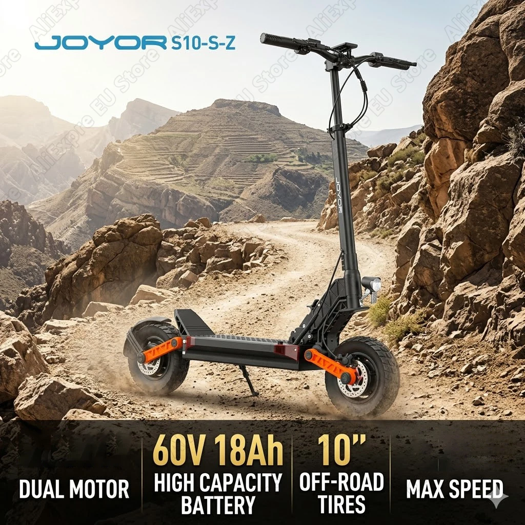 JOYOR S10-S-Z Elektroroller für Erwachsene 60V18AH Akku Maximale Reichweite 75km E-Scooter 10-Zoll Luftreifen