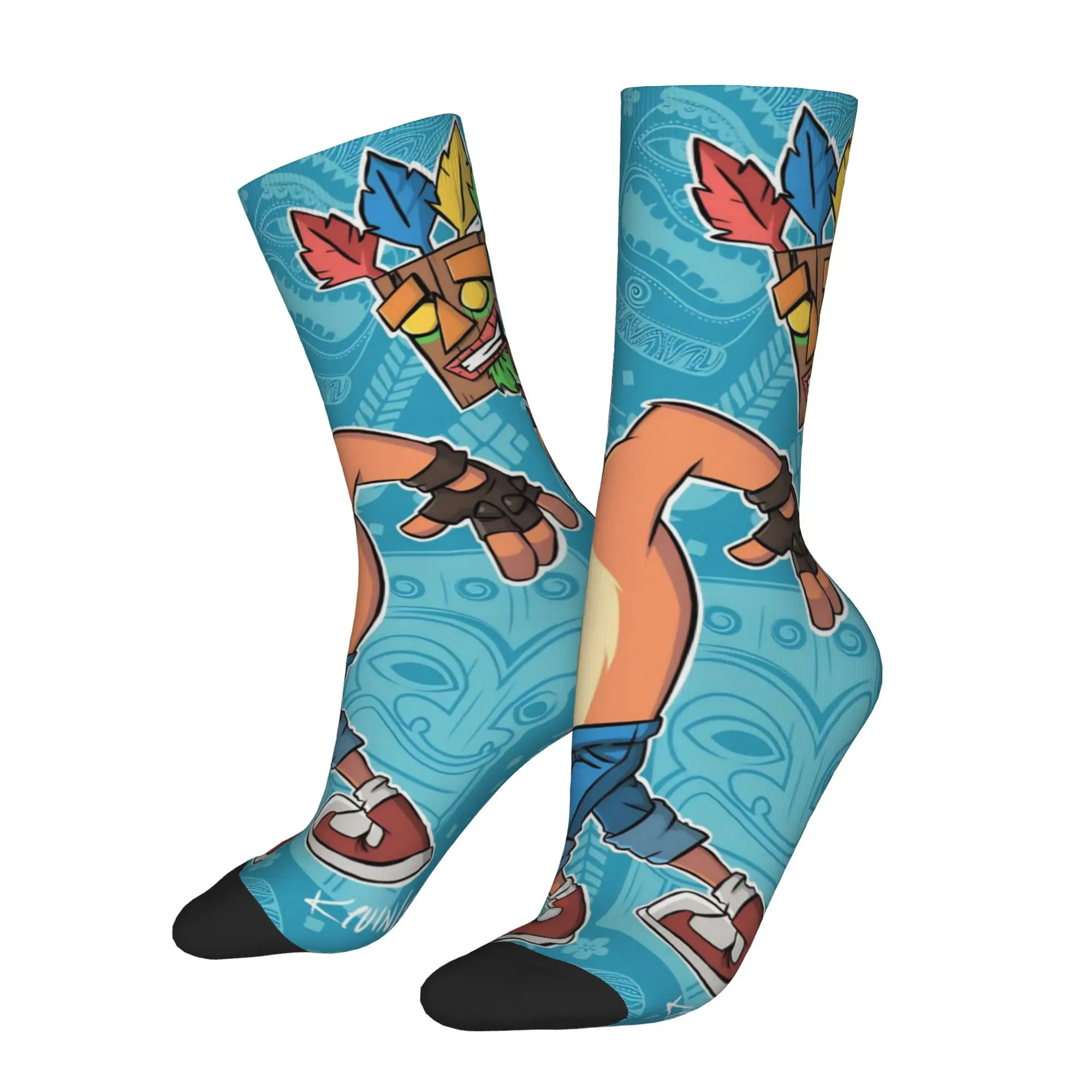 Calcetines Divertidos para Hombre, Calcetines Casuales con Diseño de Bandicoots, Calcetines de Poliéster Aku Skateboard para Mujer, Primavera, Verano, Otoño, Invierno
