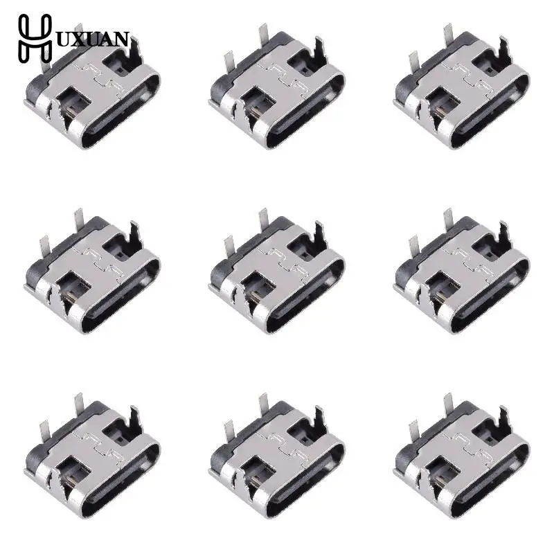 10Pcs 2 Pin Micro USB Type C Connector Socket USB 3.1 Type-C Female Power Jack Dock For Mobile Phone Charging Port