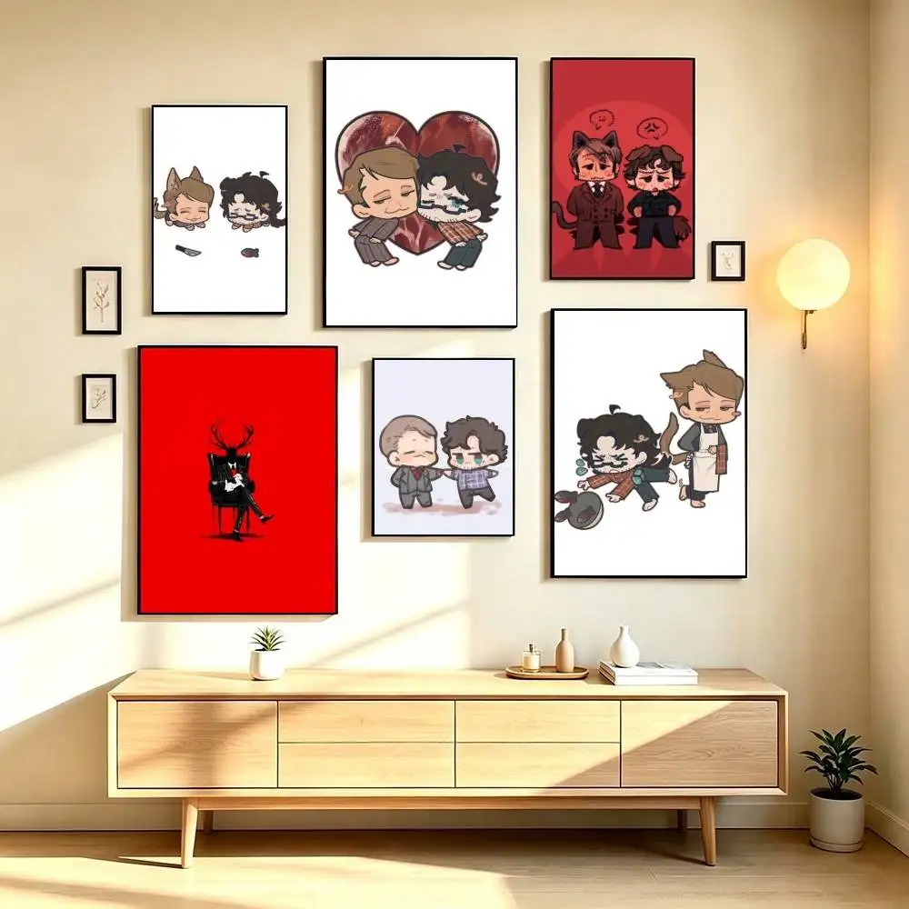 H-Hannibal Chibi TV Series Poster High Quality Dorm Living Room Aesthetic Wall Decoration Painting Stickers Gift