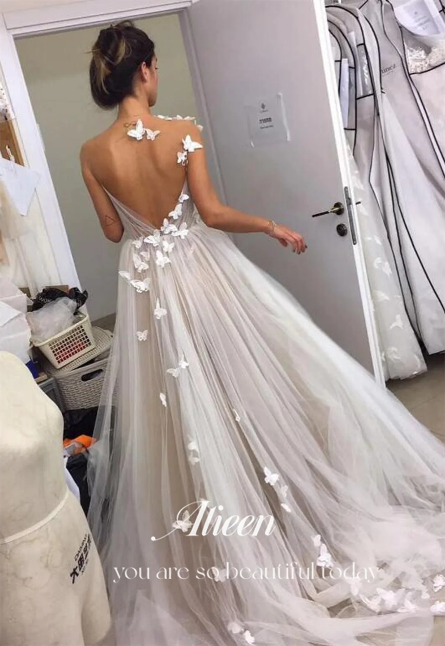 Aileen elegante abito da sposa per ospiti farfalla coda lunga abiti da sera di lusso musulmani per occasioni speciali Robe De Soiree Femmes