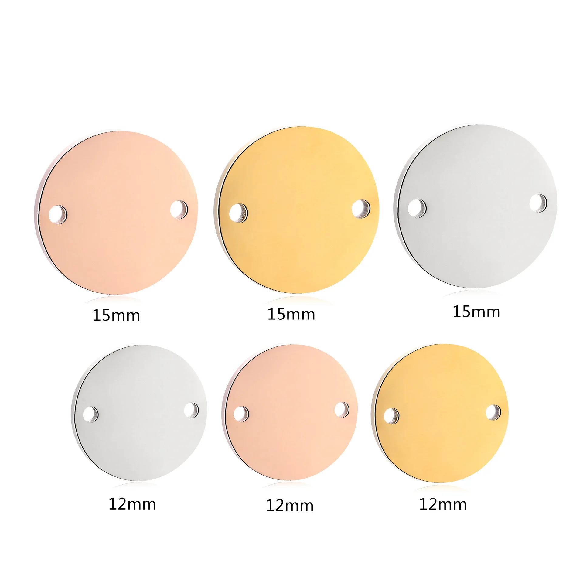 10pcs Stainless steel glossy medallion charms Cut mirror double-hole Pendant for Jewelry Making Diy Earring Necklace Accessoriee