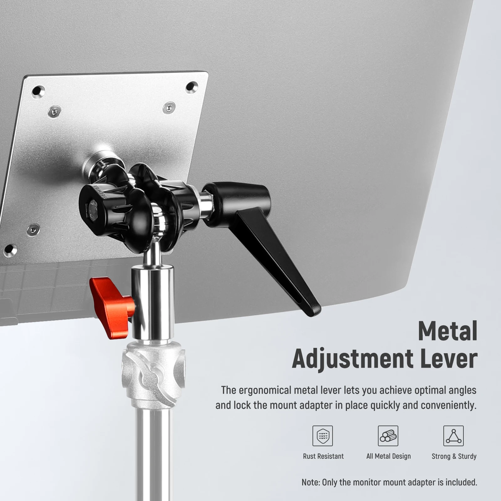 NEEWER Monitor-Mount-Adapter mit VESA-Halterung, verstellbarer Lichtständer-Adapter aus Aluminiumlegierung Dual 360 ° Kugelgelenk M4 Schraube & 5/8" – Detail 2