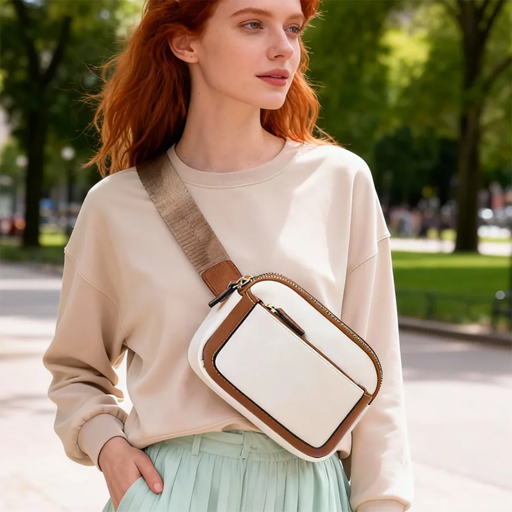 Fashionable Outdoor Sports Waist Bag Same Gender Design PU Leather Portable Single Shoulder Mobile Phone Change Chest Bag