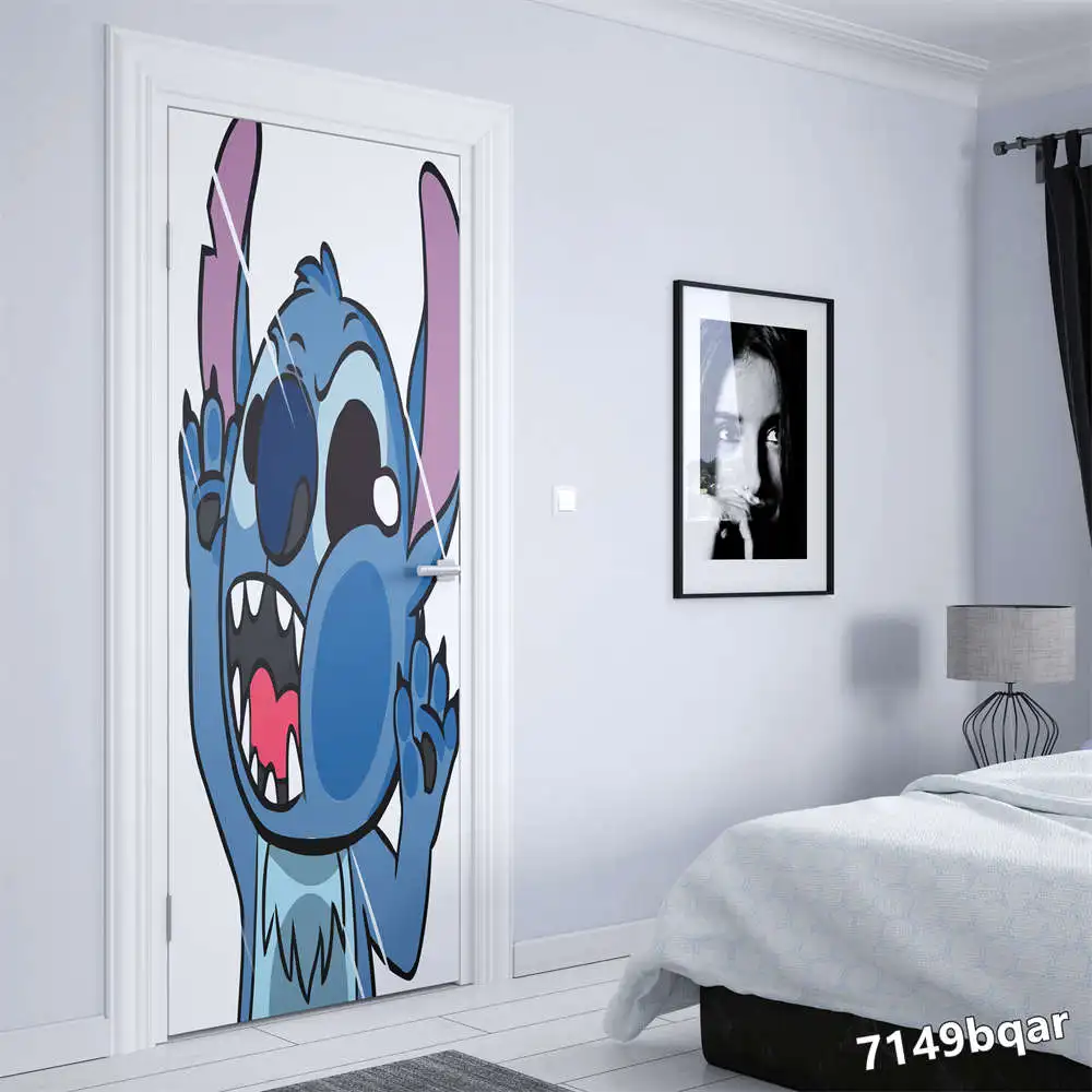 Disney Lilo & Stitch Stitch Angel Wall art Door sticker Home decoration Quality door decoration Cartoon posters Wall Sticker HD