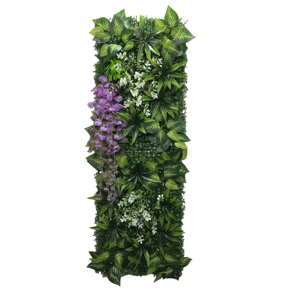 Home Decoration White Artificial Flower Artificial Lawn Plant Wall Panel Wisteria Green Straw Mat