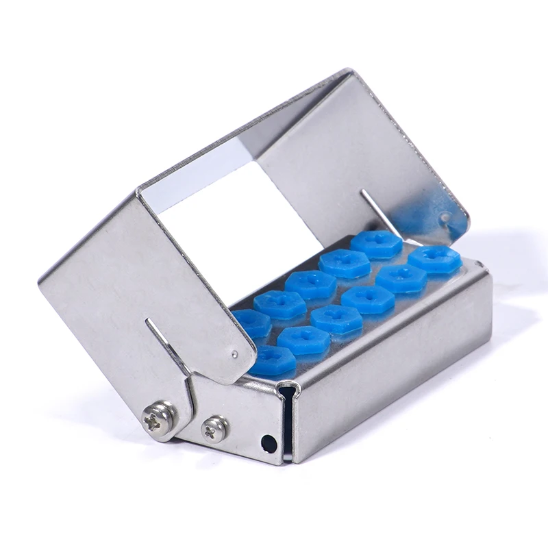 1pcStainless Steel 12 Holes Dental Burs Holder Sterilizer Case Organizer Box  for High/Low Speed Bur Dentistry Instruments Tools