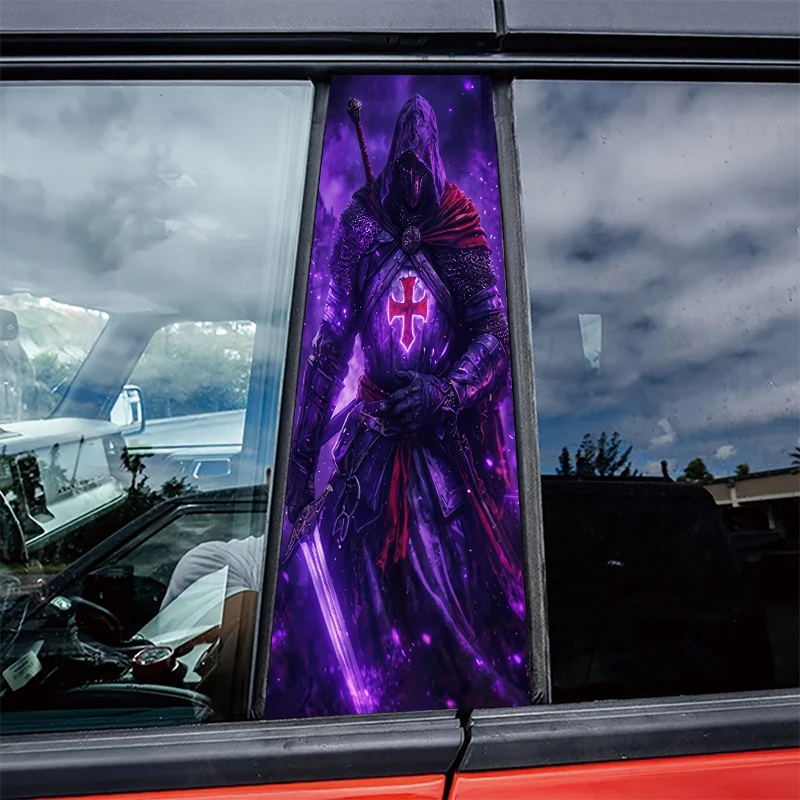 

2 штуки защитной пленки для автомобильных B-стойок Dark Templar Knight, глянцевый материал.