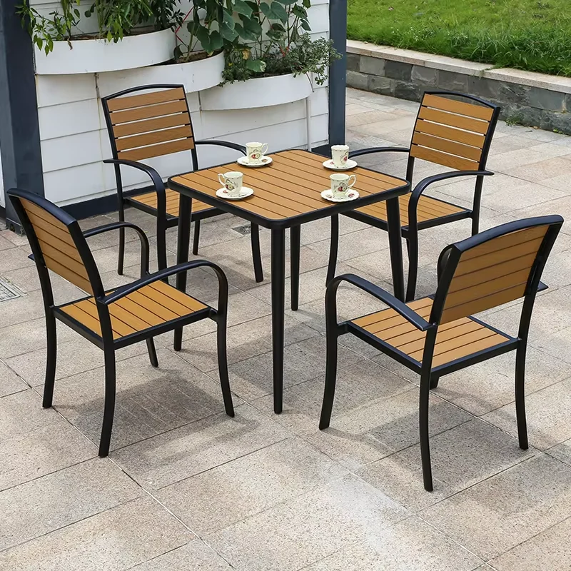 Nordic Round/Square Table Solid Wood grain Modern Furniture Outdoor Patio Cafe Dining Table Balcony Living Room Leisure Table