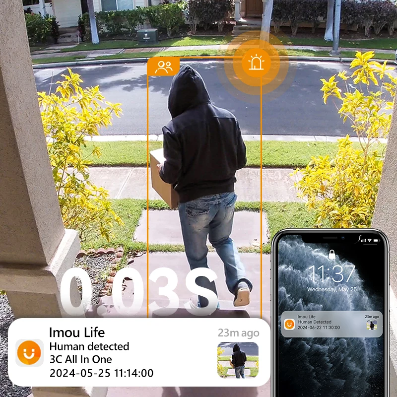 IMOU خلية 3C مع مجموعة اللوحة الشمسية 2K واي فاي كاميرا 5000mAh بطارية لاسلكية IP66 الذكية اللون للرؤية الليلية كاميرا مراقبة للمنزل #5