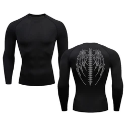 Men pattern Print Running Compression Long Sleeves Sport T-shirt Gym Fitness Sweatshirt Male Jogging Tracksuit Athletic Tops