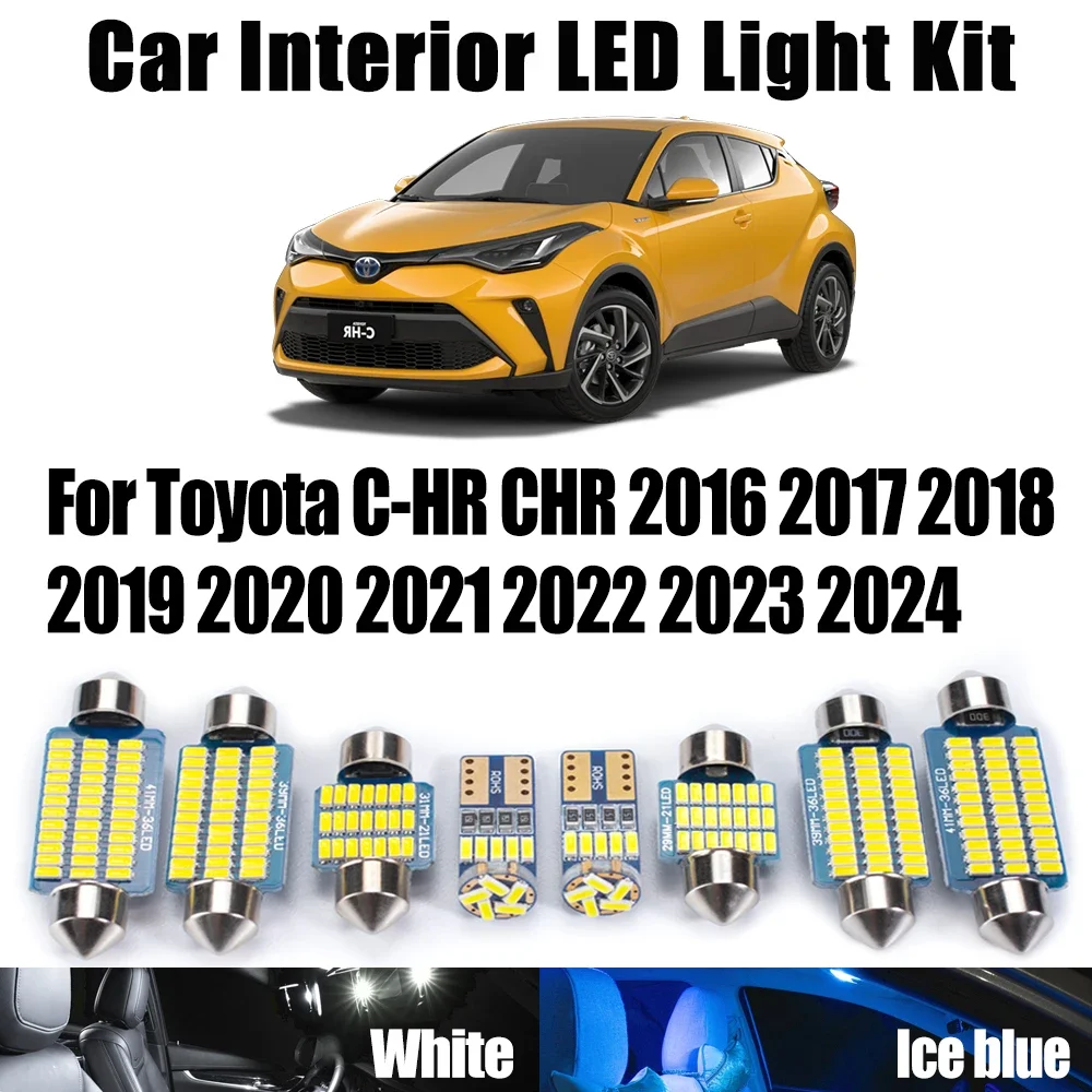 10Pcs For Toyota C-HR CHR 2016 - 2018 2019 2020 2021 2022 2023 2024 LED Interior Light Canbus Car Map Dome Bulbs Kit Accessories