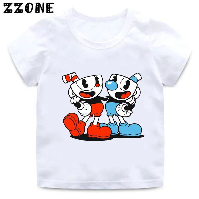 Hot Sale Cuphead Cartoon Print Funny Kids T shirt Boys Clothes Baby Girls Tops Summer Short Sleeve Casual Children T-shirt