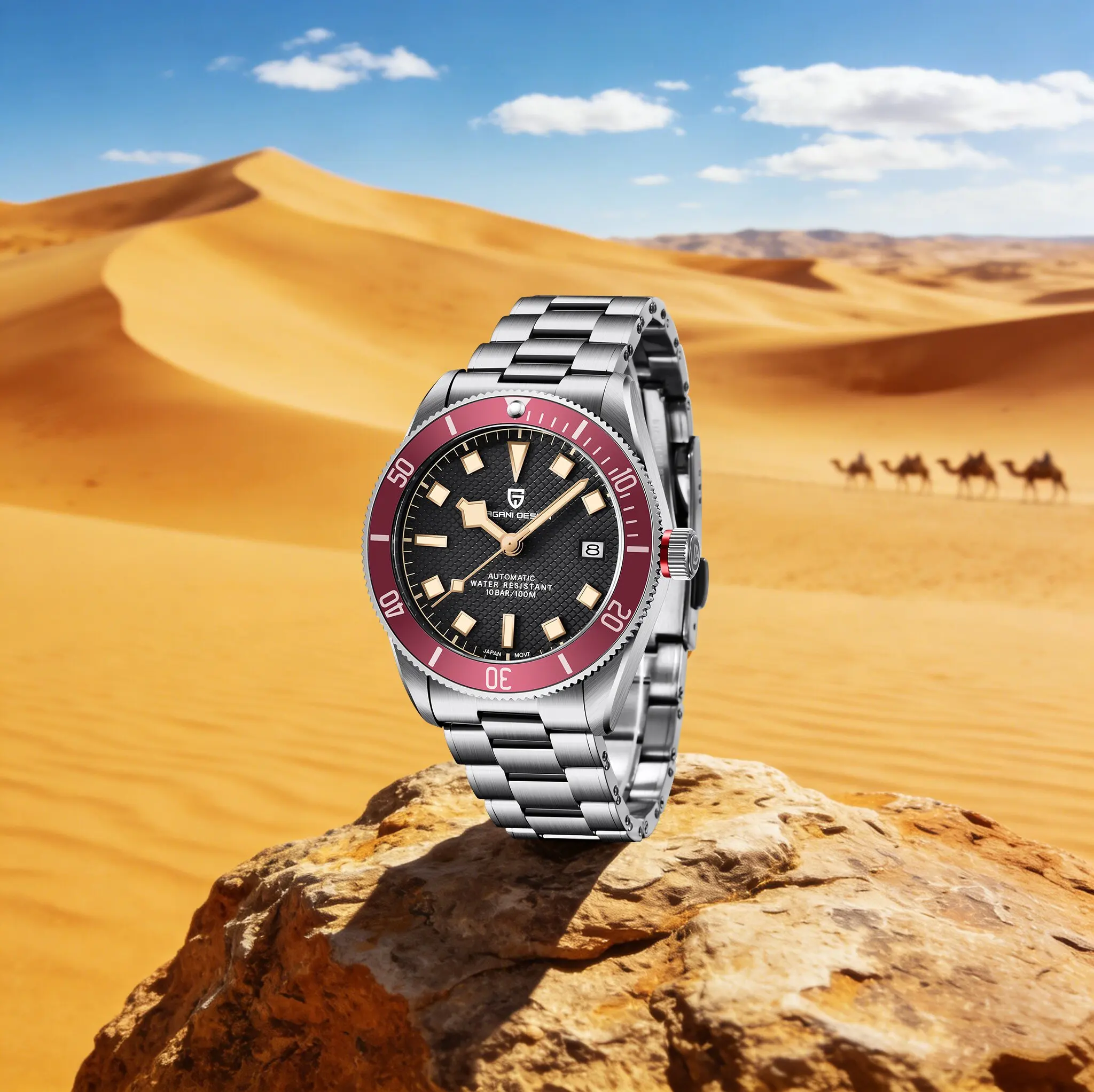 PAGANI DESIGN Luxury Top Men's Mechanical Watch Stainless Steel Sapphire 100M Diving Calendar Luminous Watch Premium Gift Choice