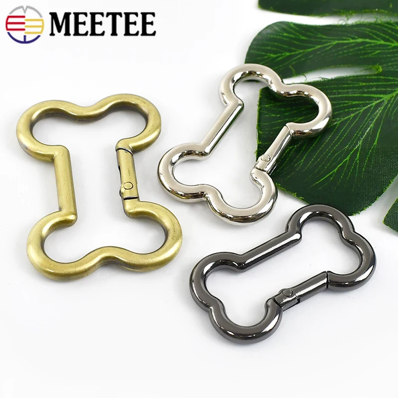 5/10Pcs Meetee 20-38mm Spring Ring Metal Buckles Bone Shaped Bag Keychain Connect Hook Dog Collar Carabiner Hardware Accessories