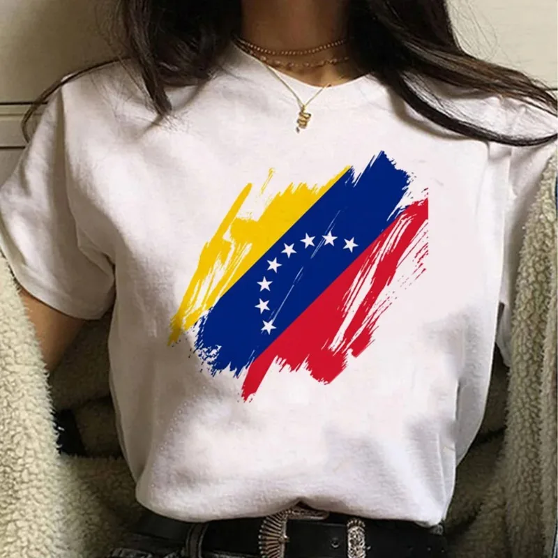 Venezuelan المرأة تي شيرت مطبوع Harajuku مانغا الاتجاه موضة تي شيرت علوي حجم كبير المرأة Y2K موضة Harajuku المرأة