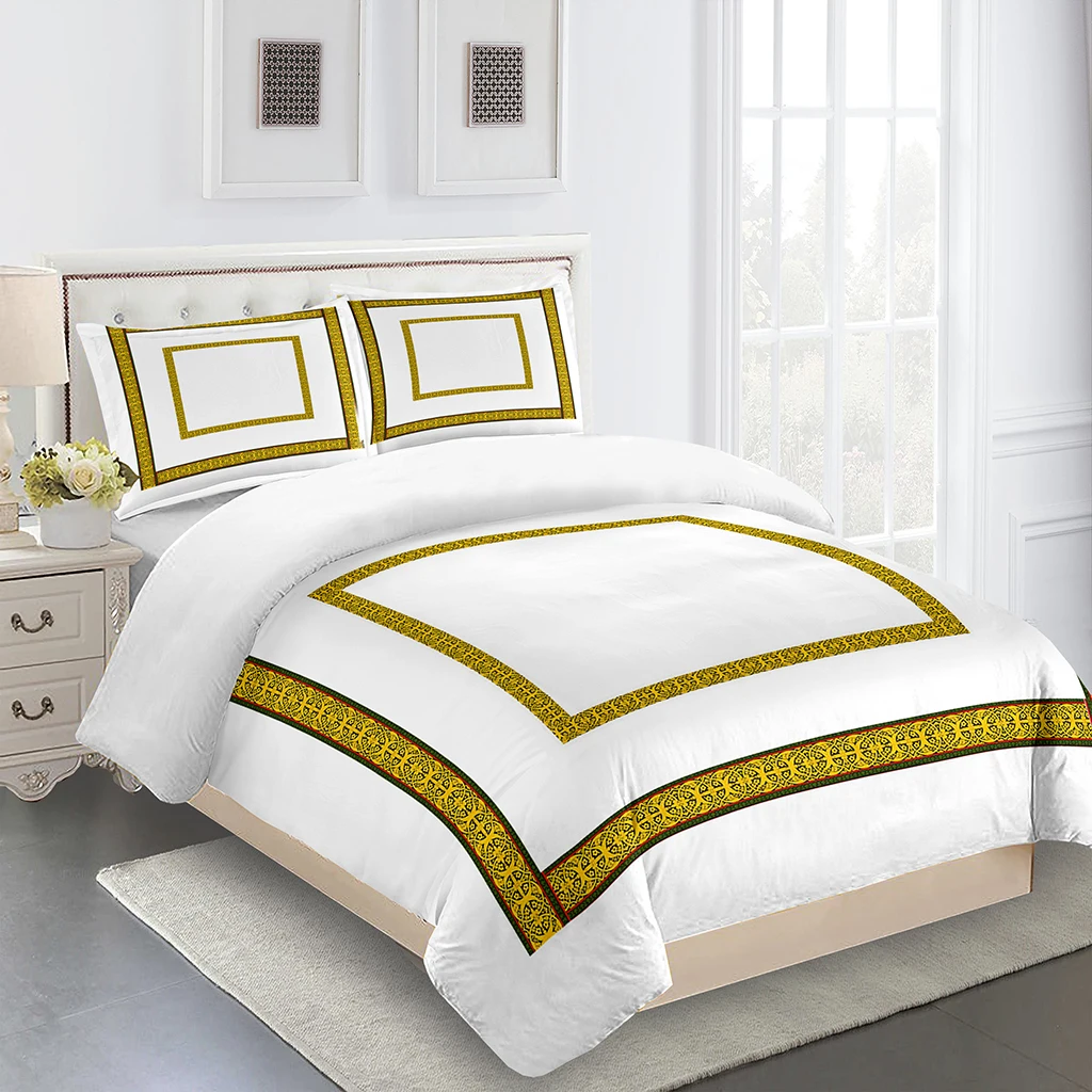 Imagem -02 - Luxo Ouro Abstrato Duvet Cover e Pillow Cases Linho Grupo Bohemia Barroco Único Rainha Rei Full Size Fundamentos Home Decor