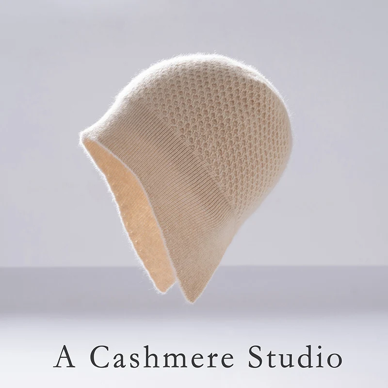 Winter Bomber Hats for Women Causal High Quality Pure Cashmere Cap Solid Color Outdoor Soft Warm Knitted Beanie Hat