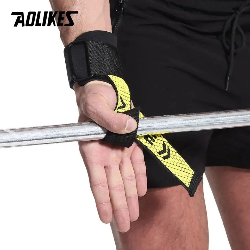 AOLIKES 1 Pair Weightlifting Straps Anti-Slip Silicone Lifting Wrist Straps Strength Training Crossfit Hand Grips Wrist Support