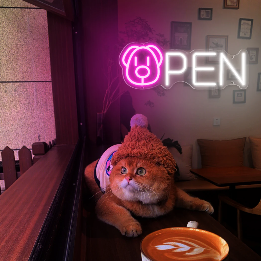 

Open Neon sign LED Signboards for pet stores cat cafes pet hospitals Pet advertising for business shop wall decoration lights