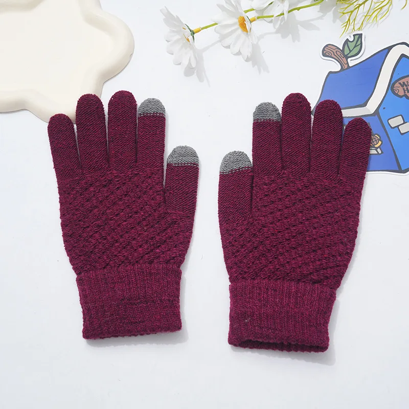 الشتاء مقاومة البرد ودافئة خمسة أصابع قفازات لركوب الدراجات في الهواء الطلق المضادة للانزلاق وشاشة تعمل باللمس قفازات غزل الجاكار المحبوكة