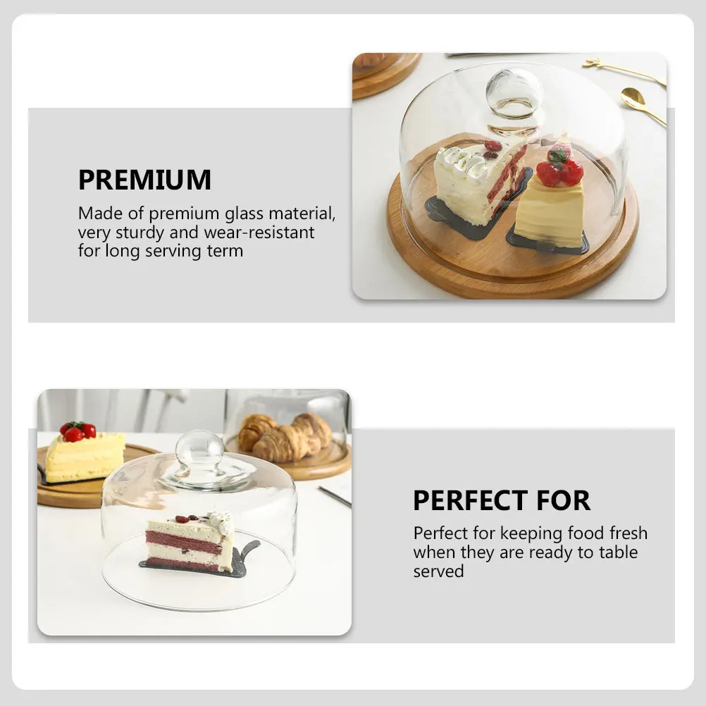 1 قطعة غطاء كعكة الزجاج الشفاف الغذاء غطاء الوجبات الخفيفة قوي مقاومة للاهتراء تجتاح مقبض مريح عقد كعكة المنزلية قبة #2