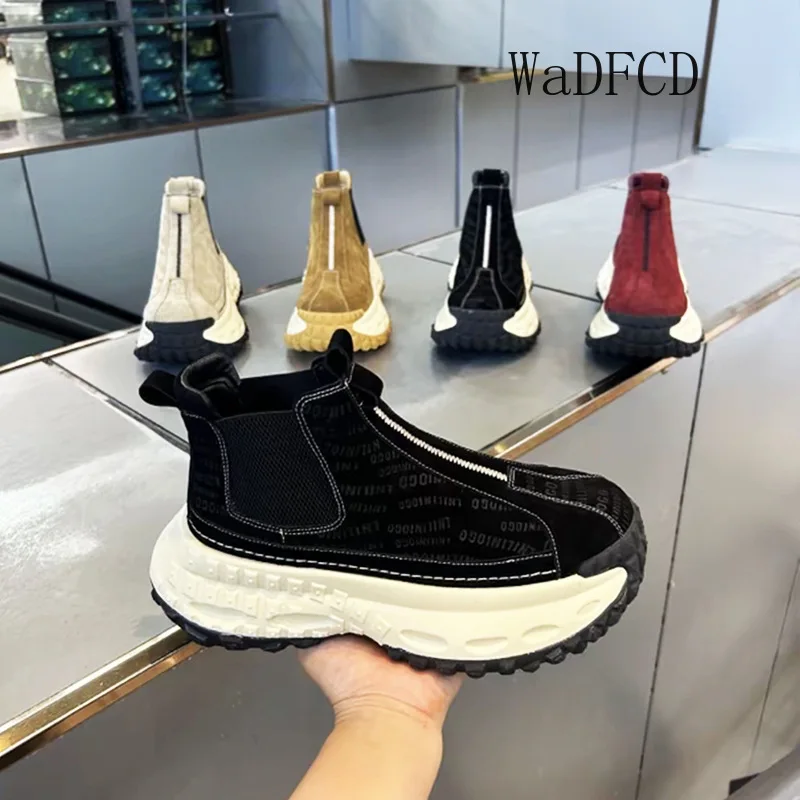 

Высокие массивные кроссовки, большие размеры 45, 46, мужская дизайнерская спортивная обувь, модная повседневная обувь из кожаной ткани, туфли на увеличенной платформе