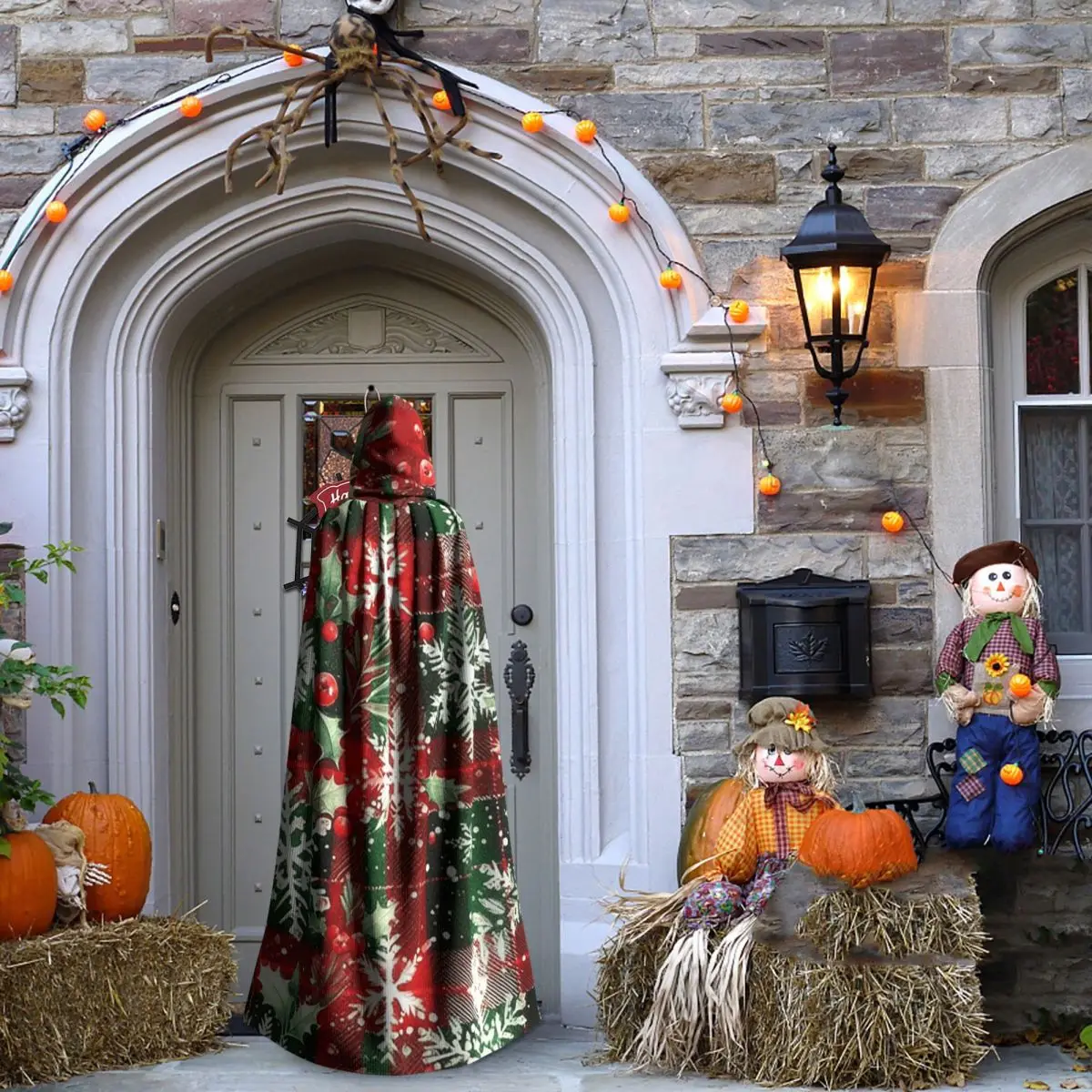 يوم عيد الميلاد عيد الميلاد عباءة طويلة مقنعين الساحرة القرون الوسطى زي تأثيري كيب هالوين معطف الكبار للجنسين