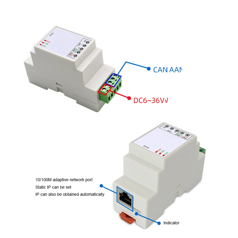 Taidacent Isolated CAN Bus to Ethernet Converter CAN to LAN TCP IP Gateway Ethernet to CAN Converter 1-Way CANbus to UDP Adapter