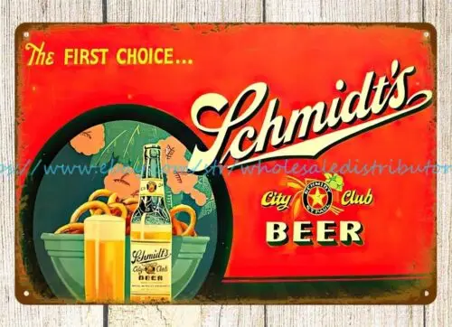 SCHMIDT'S CITY CLUB BEER metal tin sign bedroom decoration