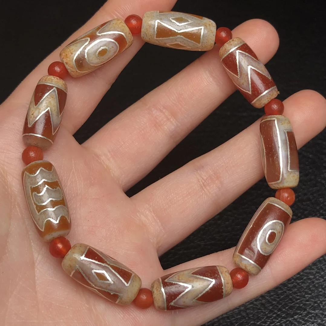 Inlaid with silver filigree, dzi, bracelets for men and women, agate dzi, agate bracelets, jewelry, accessories, collectibles