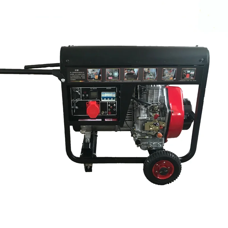 Portable 6000W Open Frame Electric Generator Set Diesel Standby Power with ATS Option Includes Parts & Accessories