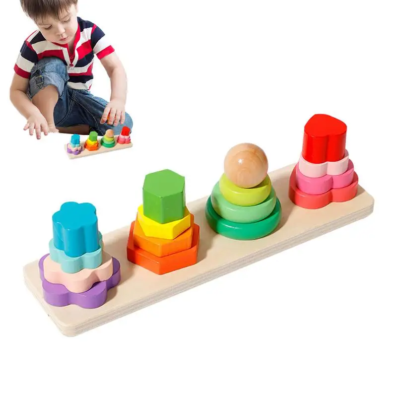 Creative Educational Stacking Tower Blocks Toys for Children 3 Early Educational Four Pillar Building Blocks for Indoors